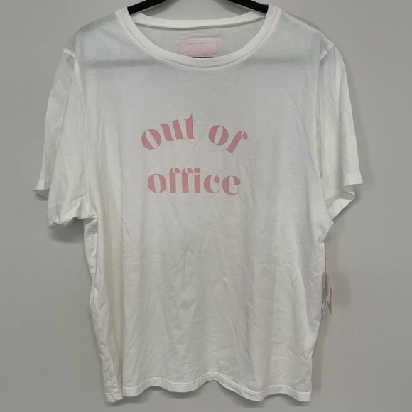 Ban.do Out Of Office White & Pink Graphic Short Sleeve Tee T-Shirt Size XXL - Picture 2 of 5